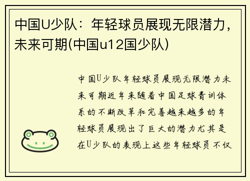 中国U少队：年轻球员展现无限潜力，未来可期(中国u12国少队)